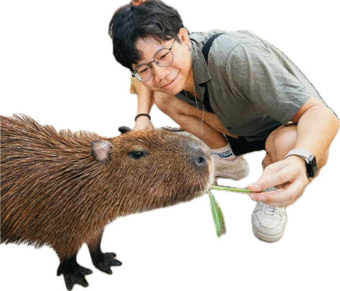 Ryan making friends with a capybara